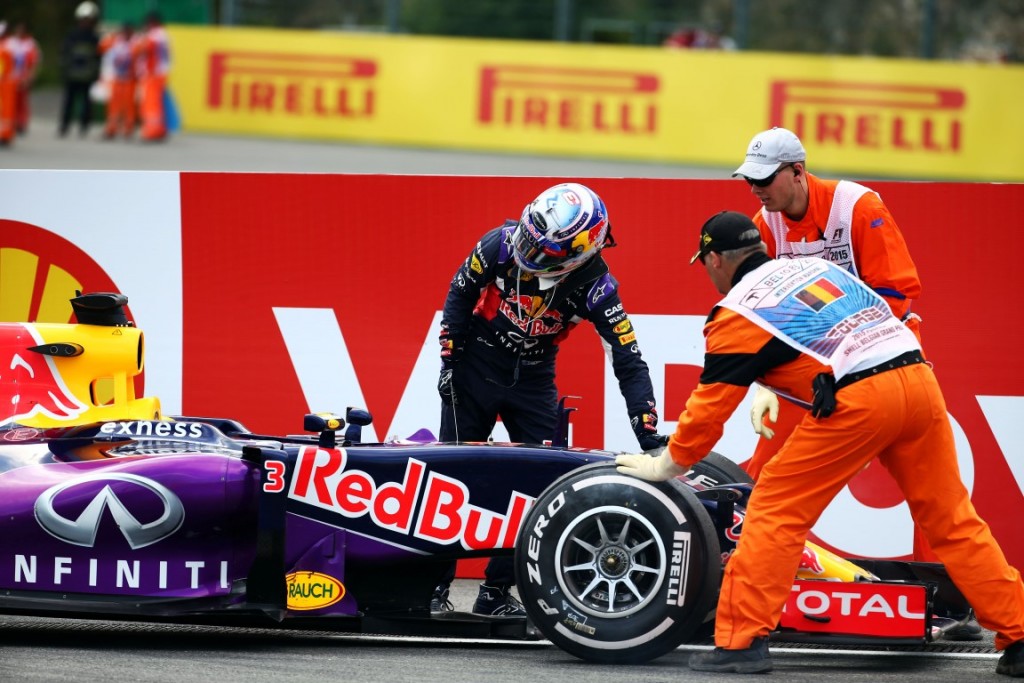 Formula One World Championship 2015, Round 11, Belgian Grand Prix, Francorchamps, Belgium, Sunday 23 August 2015 - Daniel Ricciardo (AUS) Red Bull Racing RB11 retired from the race.