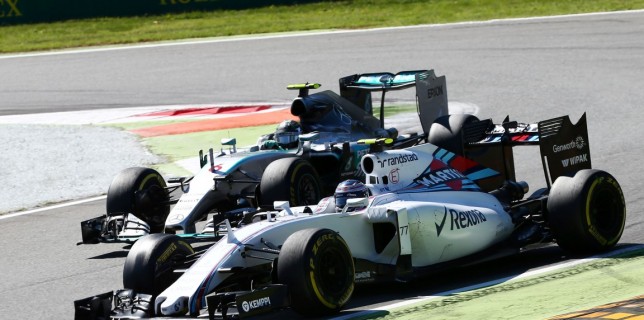 Formula One World Championship 2015, Round 12, Italian Grand Prix, Monza, Italy, Sunday 6 September 2015 - Valtteri Bottas (FIN) Williams FW37 and Nico Rosberg (GER) Mercedes AMG F1 W06 battle for position.